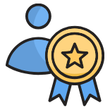 Person with award and star